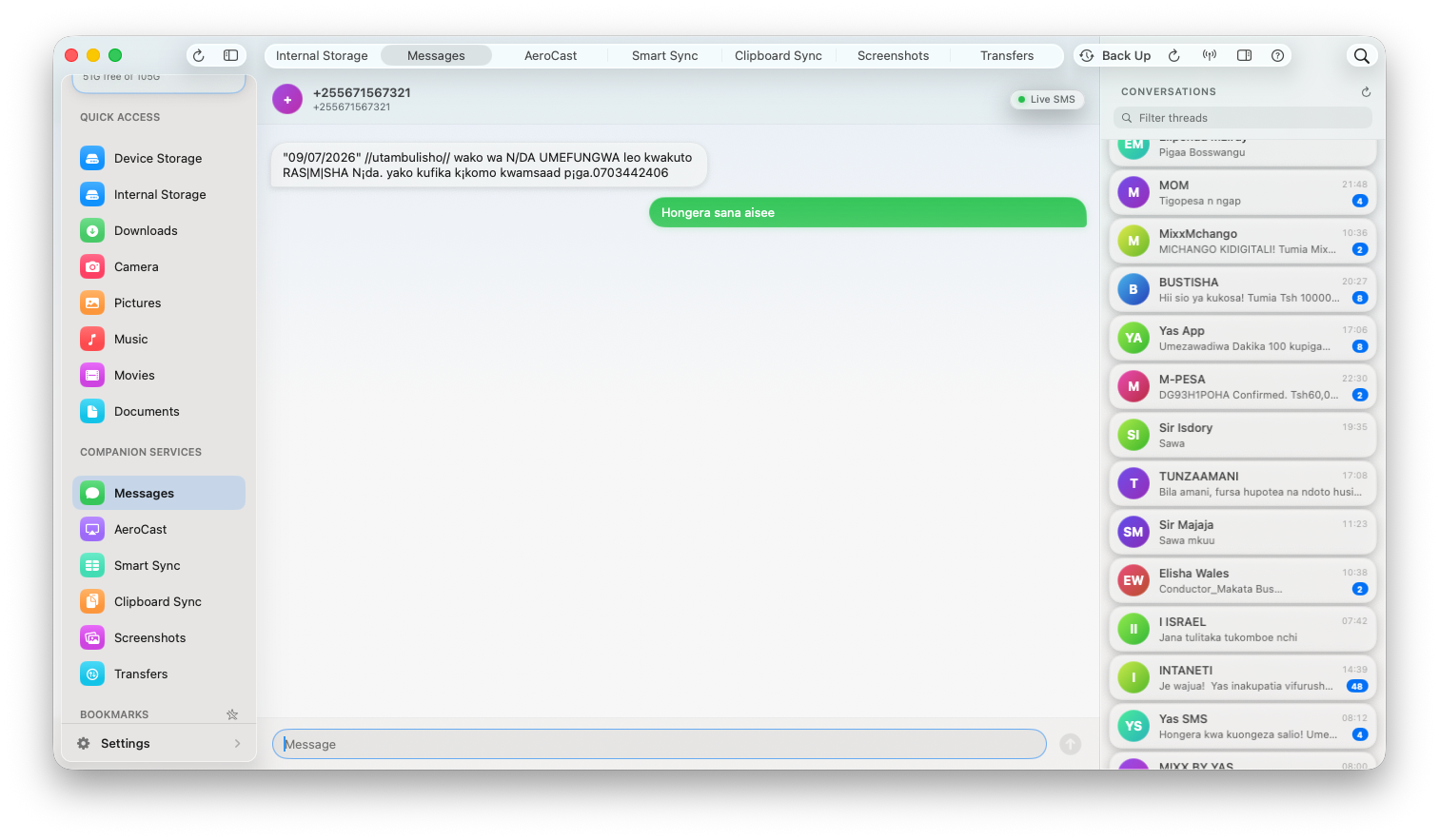 DroidHouse macOS App Interface - Native iMessage Experience