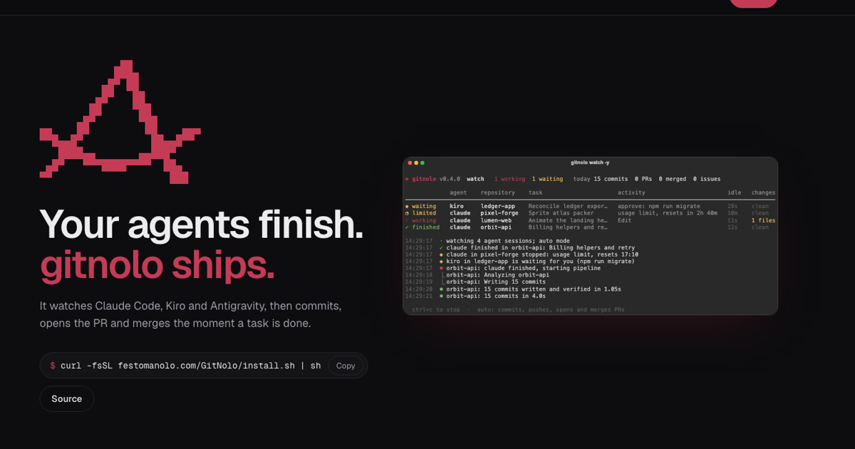 gitnolo - Autonomous Git for AI Coding Agents